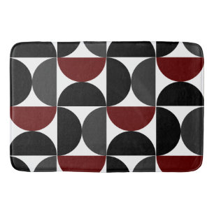 Mid-Century Modern Red Black and Grey   Bath Mat