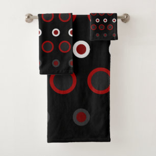 Mid-Century Modern red, black and grey Bath Towel Set