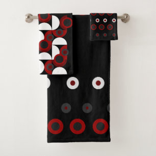 Mid-Century Modern red, black and grey Bath Towel Set