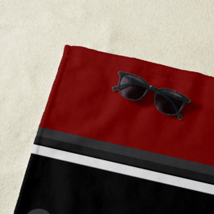 Mid-Century Modern red, black and grey    Beach Towel