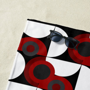 Mid-Century Modern red, black and grey   Beach Towel