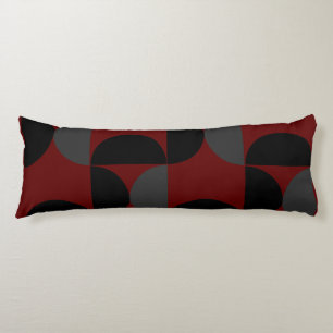 Mid-Century Modern Red Black and Grey Body Pillow