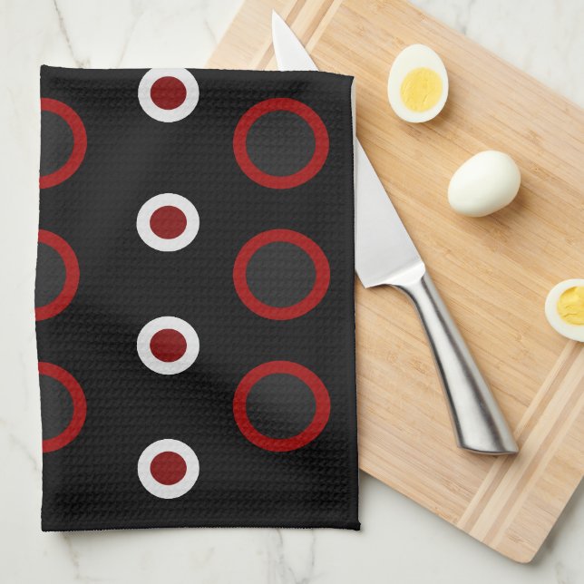 Mid-Century Modern red, black and grey     Kitchen Towel (Quarter Fold)