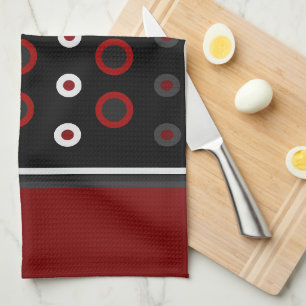 Mid-Century Modern red, black and grey Kitchen Towel
