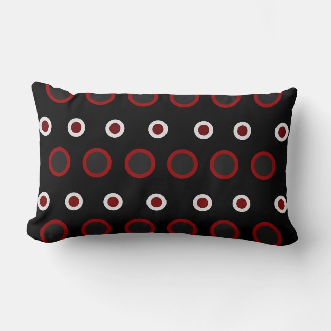 Mid-Century Modern red, black and grey     Lumbar Pillow (Front)