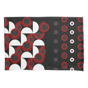 Mid-Century Modern red, black and grey   Pillowcase