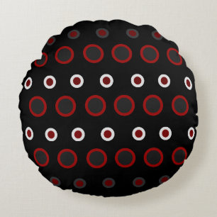 Mid-Century Modern red, black and grey    Round Pillow