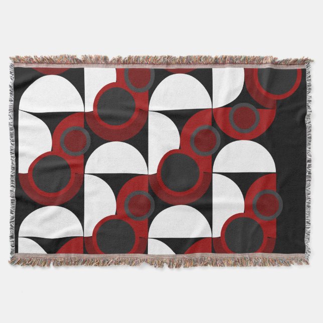 Mid-Century Modern red, black and grey Throw Blanket (Front)