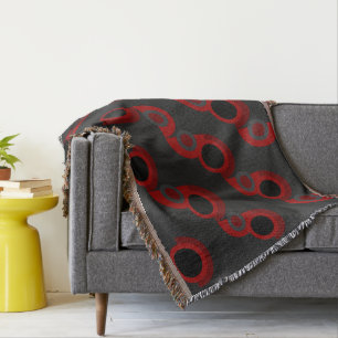 Mid-Century Modern red, black and grey     Throw Blanket