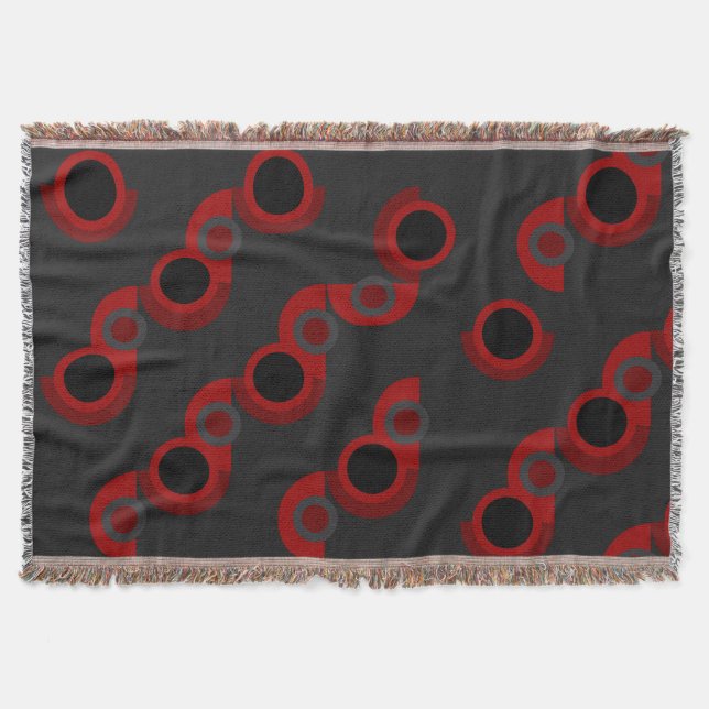 Mid-Century Modern red, black and grey     Throw Blanket (Front)