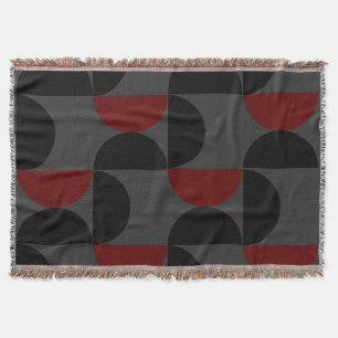 Mid-Century Modern Red Black and Grey Throw Blanket
