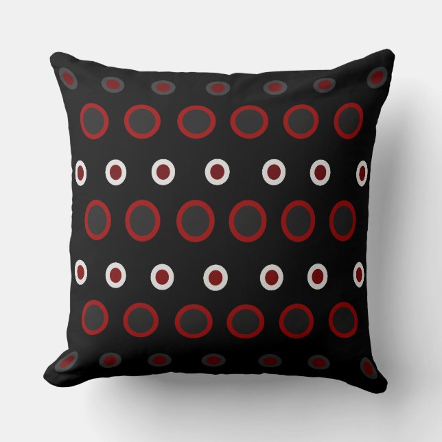 Mid-Century Modern red, black and grey   Throw Pillow (Front)