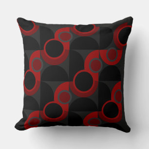 Mid-Century Modern red, black and grey       Throw Pillow