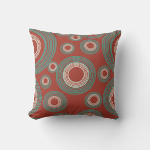 Mid Century Modern Red Circle Throw Pillow