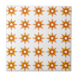 Mid-Century Modern Red-Orange Starburst Pattern Tile<br><div class="desc">Mid-century modern inspired design featuring vintage pattern of retro red-orange starbursts on a white background. Simple, clean modern design. Create your own custom pattern by uploading a new image, or use the "message" button to contact the designer for help. To create your own patterned design: 1. Select personalize this template....</div>