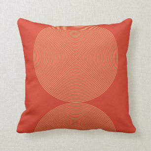 Mid Century Modern Red Yellow Circle Throw Pillow