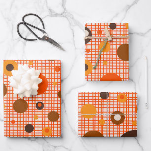 Mid Century Modern Retro Atomic Dot Pattern Wrapping Paper Sheet
