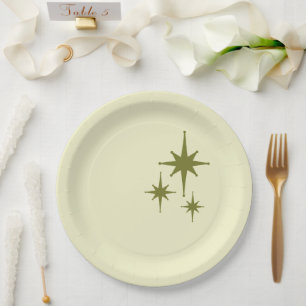 Mid Century Modern Retro Atomic Minimalist Stars Paper Plate