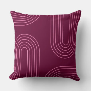 mid century modern retro berry pink geometric   throw pillow
