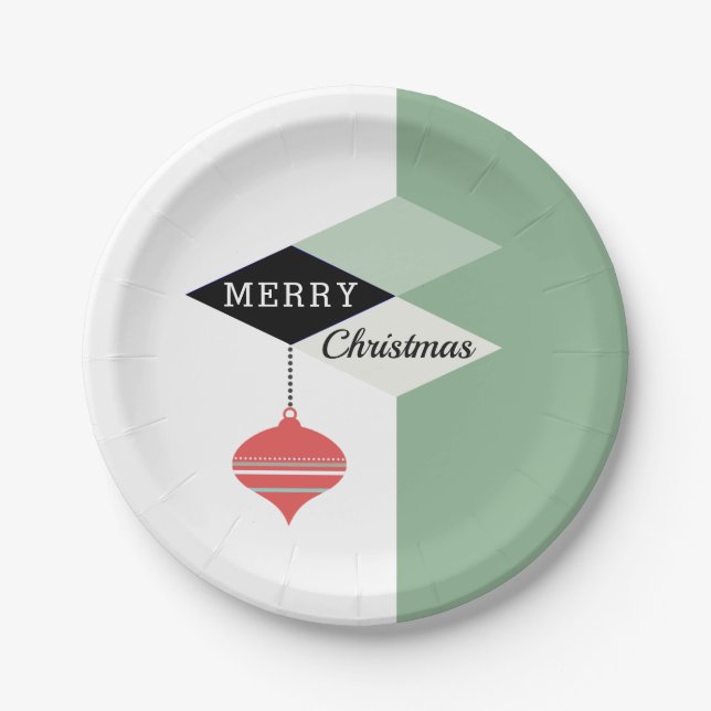 Mid-Century Modern Retro Chic Holiday Paper Plate (Front)