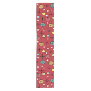 Mid Century Modern Retro Christmas Art Red Short Table Runner