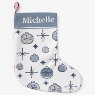 Mid Century Modern Retro Christmas Art Silver Small Christmas Stocking
