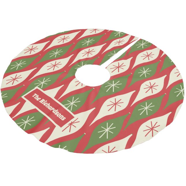 Mid Century Modern Retro Christmas Personalized Brushed Polyester Tree Skirt (Angled)