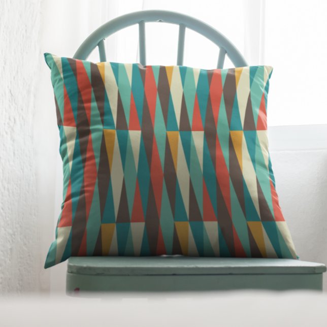Mid Century Modern Retro Diamond Geometric Shapes  Throw Pillow (Creator Uploaded)