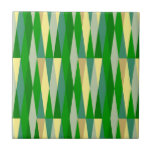 Mid Century Modern Retro Diamond Green Yellow Tile<br><div class="desc">This design may be personalized by choosing the Edit Design option. You may also transfer onto other items. Contact me at colorflowcreations@gmail.com or use the chat option at the top of the page if you wish to have this design on another product or need assistance. See more of my designs...</div>
