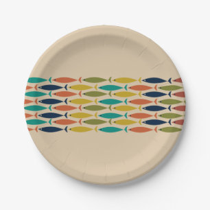 Mid Century Modern Retro Fish  Paper Plate