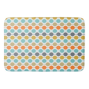 Mid-Century Modern Retro Geometric Circles Pattern Bath Mat