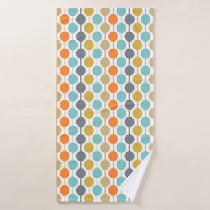 Mid-Century Modern Retro Geometric Circles Pattern Bath Towel