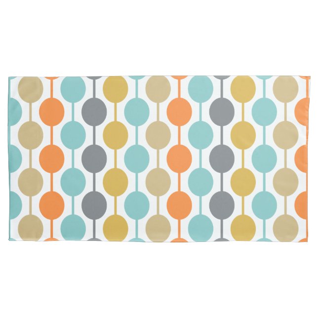 Mid-Century Modern Retro Geometric Circles Pattern Pillowcase (Front)