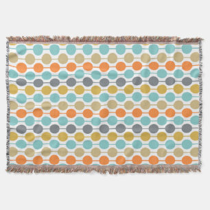 Mid-Century Modern Retro Geometric Circles Pattern Throw Blanket