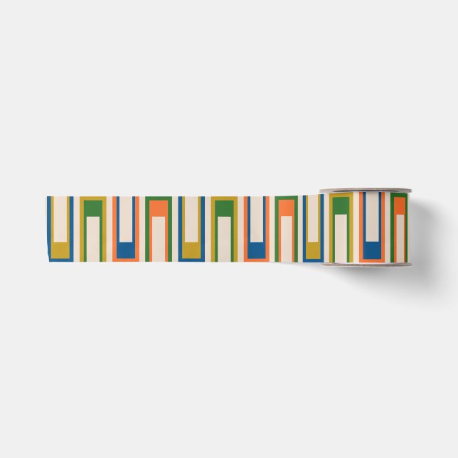 Mid Century Modern Retro Geometric Lexington Ave  Satin Ribbon (Front)