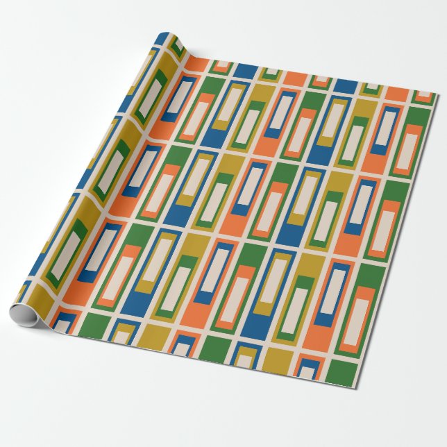 Mid Century Modern Retro Geometric Lexington Ave  Wrapping Paper (Unrolled)