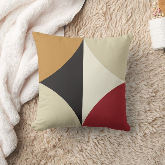 Mid Century Modern Retro Geometric Starburst  Throw Pillow (Blanket)