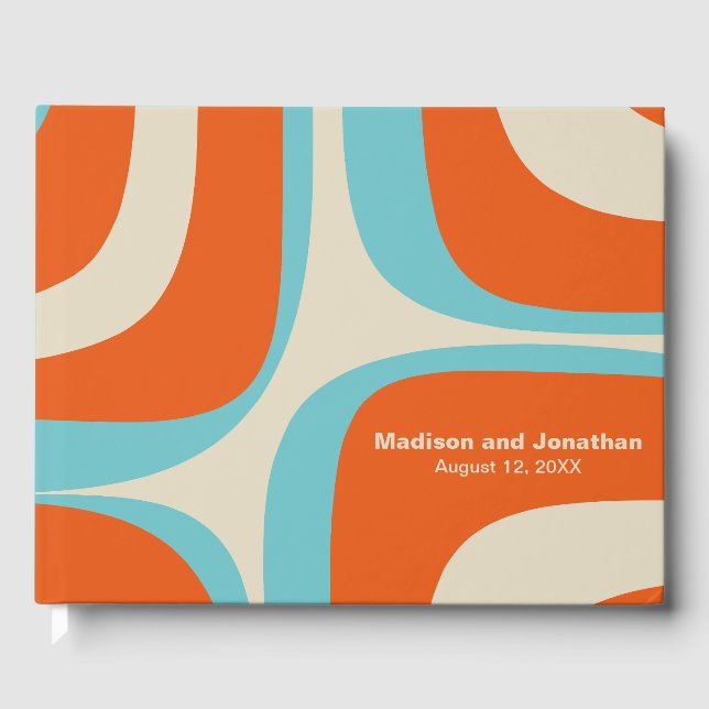 Mid Century Modern Retro Groove Personalized Guest Book (Front)
