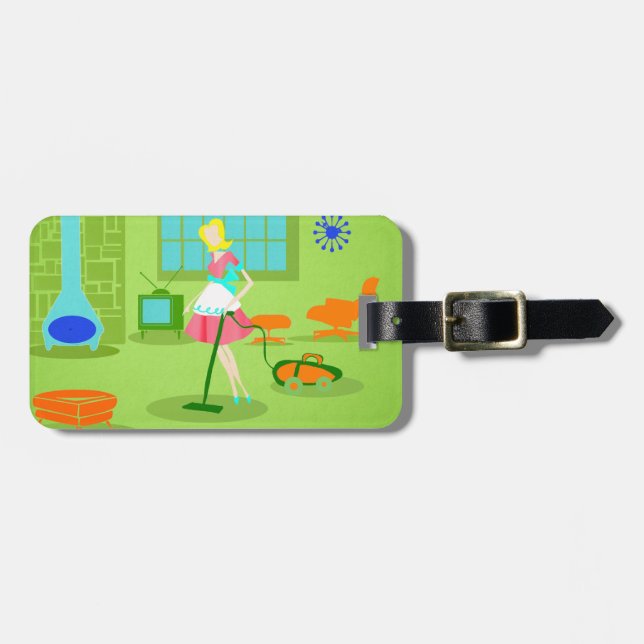 Mid Century Modern Retro Housewife Luggage Tag (Front Horizontal)