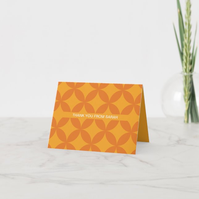Mid-Century Modern Retro Orange Sun Mid Mod Thank You Card (Front)