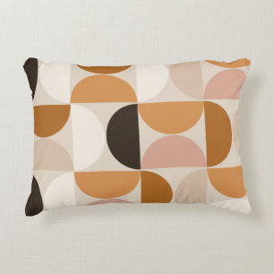 Mid Century Modern Retro Pattern Brown Earth Tones Accent Pillow