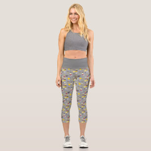 Mid Century Modern Retro Pattern Capri Leggings