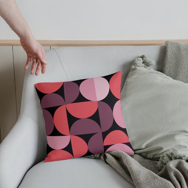Mid Century Modern Retro Pattern Colourful Theme Throw Pillow (Creator Uploaded)