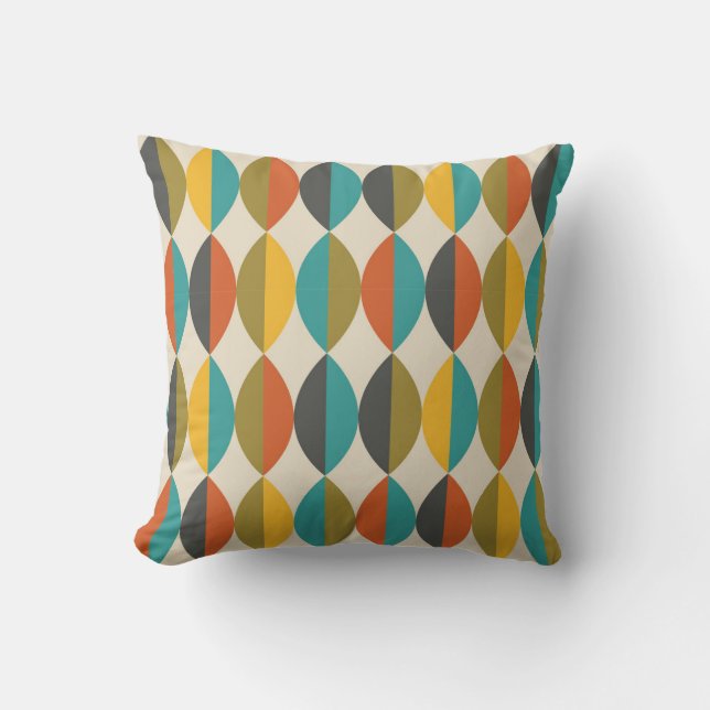 Mid century modern retro patterned number 5 throw pillow (Front)