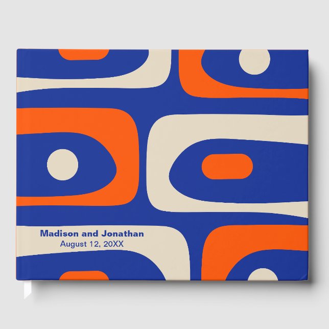 Mid Century Modern Retro Piquet Personalized Guest Book (Front)