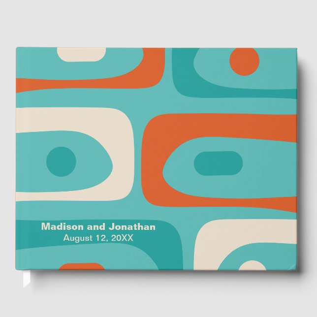 Mid Century Modern Retro Piquet Personalized Guest Book (Front)