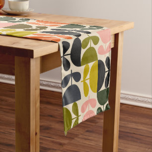 Mid‑century modern- Retro Scandinavian Flowers  Short Table Runner