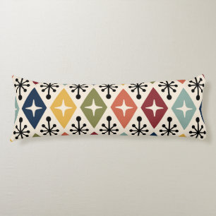 Mid Century Modern Retro Starburst Pattern Body Pillow