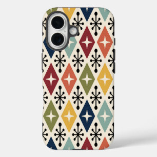 Mid Century Modern Retro Starburst Pattern iPhone 16 Case