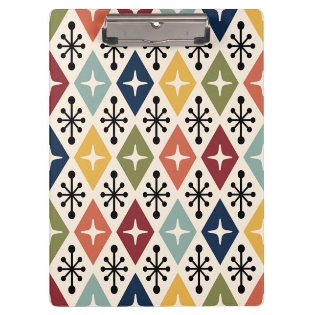 Mid Century Modern Retro Starburst Pattern Clipboard (Front)